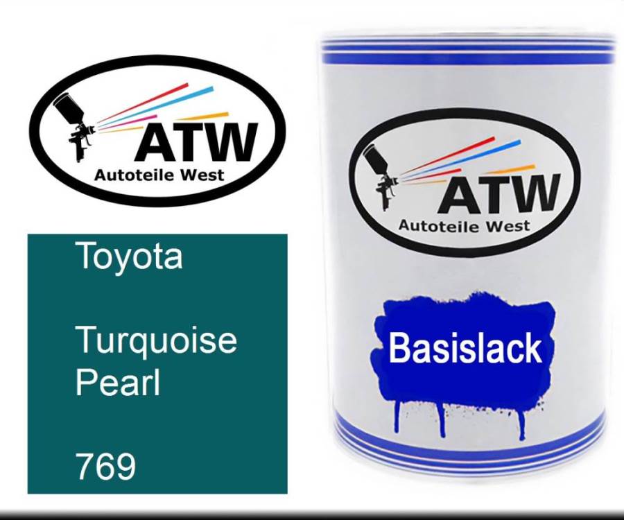 Toyota, Turquoise Pearl, 769: 500ml Lackdose, von ATW Autoteile West.